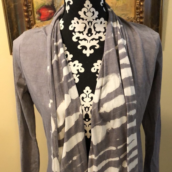 🦋Elan bohemian tie-dye scarf front long sleeved asymmetrical hem duster - Picture 2 of 9